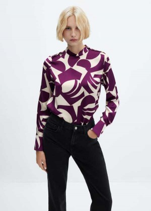 Mango Geometric-print Satin Shirt | MNG-25503