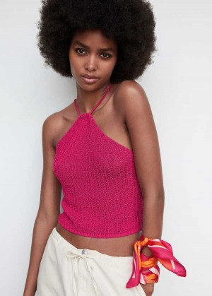 Mango Halter Neck Crochet Top | MNG-24863