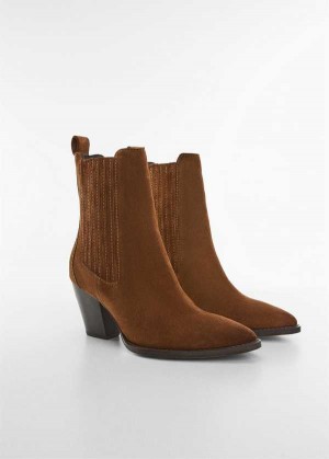 Mango Heel Semišové Ankle Boot | MNG-23503