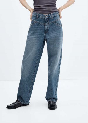 Mango High-waist Wideleg Jeans With Seams | MNG-23814