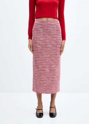 Mango Houndstooth Tweed Skirt | MNG-24092