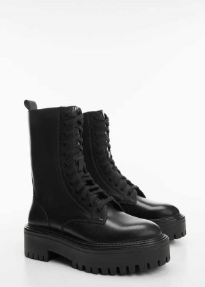 Mango Krajkové-up Læder Boots | MNG-23631