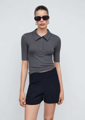 Mango Krátké-sleeved Polo Shirt With Buttons | MNG-24953