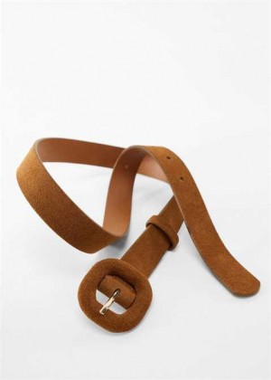 Mango Læder Belt With Square Přezkou | MNG-22977