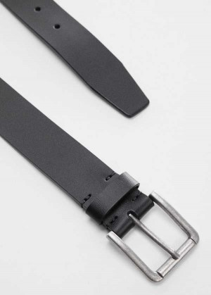 Mango Læder Belt With Square Přezkou | MNG-21157