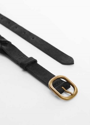 Mango Læder Belt With Worn Přezkou | MNG-22967