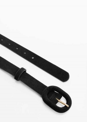 Mango Læder Belt With Široké Přezkou | MNG-22939