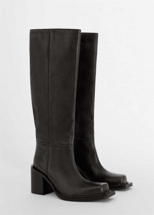 Mango Læder Boots With Vysoké Leg | MNG-23527