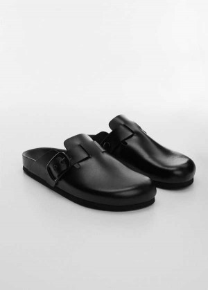 Mango Læder Clogs With Přezkou | MNG-23493