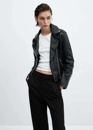 Mango Læder Cyklistické Jacket | MNG-25181