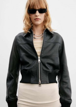 Mango Læder Jacket With Elasticated Hem | MNG-25175