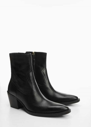 Mango Læder Pointed Ankle Boots | MNG-23552