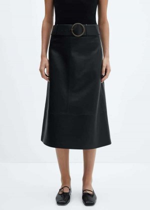 Mango Læder-effect Midi-skirt With Belt | MNG-24149