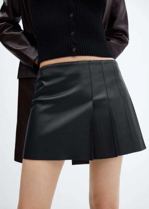 Mango Læder-effect Plisovaný Mini-skirt | MNG-24013