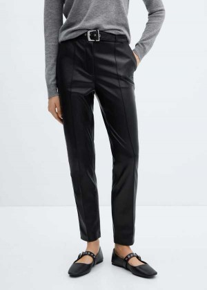 Mango Læder-effect Trousers With Belt | MNG-24306