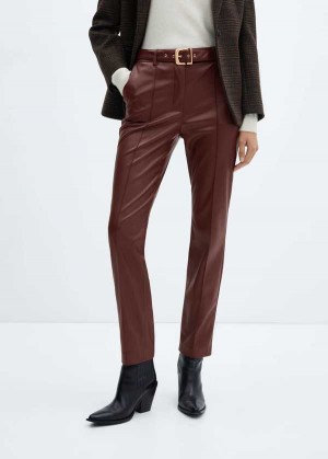 Mango Læder-effect Trousers With Belt | MNG-24292