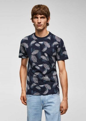 Mango Leaf-print Bavlněné T-shirt | MNG-21672