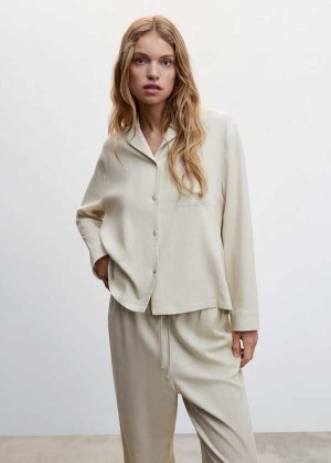 Mango Linen Pajama Shirt | MNG-23716