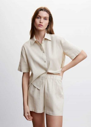 Mango Linen Pajama Shorts | MNG-23722