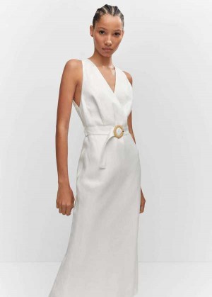 Mango Linen Strapless Šaty | MNG-25816