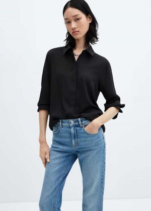 Mango Linen-blend Krátké-sleeve Shirt | MNG-25401