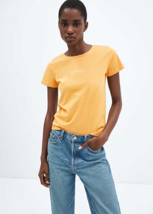 Mango Logo Bavlněné T-shirt | MNG-25152