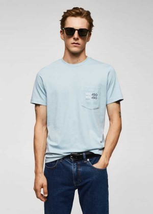 Mango Logo Print Bavlněné T-shirt | MNG-21669