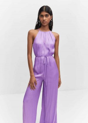 Mango Long Satin Jumpsuit With Bow | MNG-25688