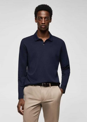 Mango Long Sleeves Bavlněné Polo | MNG-21491