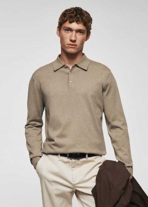 Mango Long-sleeved Bavlněné Jersey Polo Shirt | MNG-21532