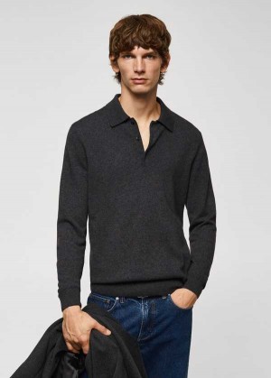 Mango Long-sleeved Fleece Polo Shirt | MNG-21488