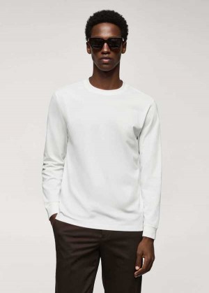 Mango Long-sleeved Pique Bavlněné T-shirt | MNG-21575