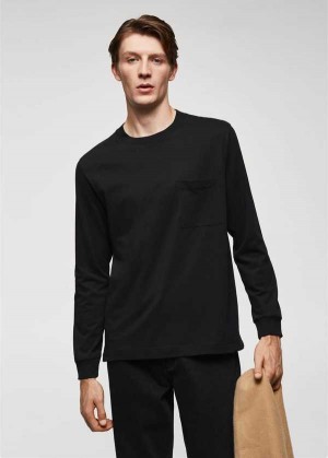 Mango Long-sleeved T-shirt With Pocket | MNG-21656