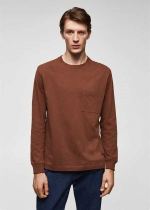 Mango Long-sleeved T-shirt With Pocket | MNG-21571