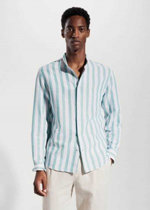 Mango Man/ Regular-fit Pruhovaný Linen Shirt | MNG-22171