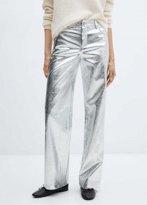 Mango Metalised Wideleg Trousers | MNG-24547