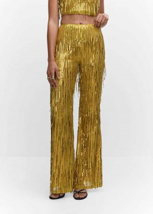 Mango Metallic Fringed Pants | MNG-24451