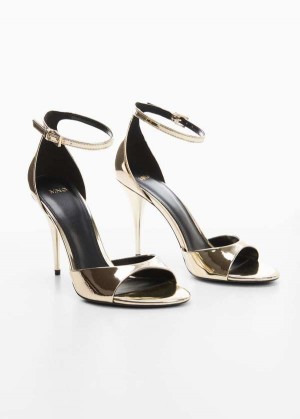 Mango Metallic Heel Sandals | MNG-23433