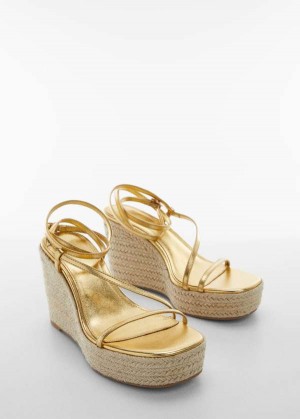 Mango Metallic Klínku Sandals With Straps | MNG-23546