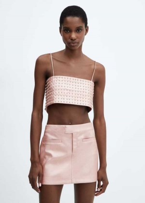 Mango Metallic Læder-effect Mini-skirt | MNG-24089