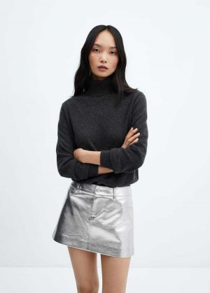 Mango Metallic Læder-effect Mini-skirt | MNG-24011