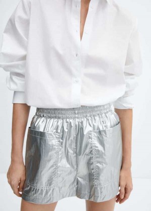 Mango Metallic Shorts With Elastic Pasem | MNG-24629