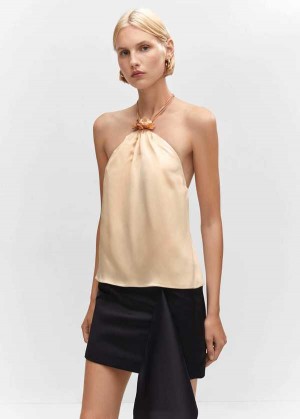 Mango Metallic Top With Flower Detail | MNG-24692