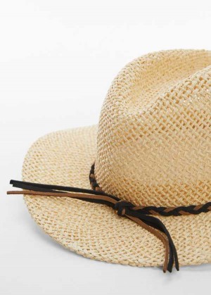 Mango Natural Fiber Hat With Cord | MNG-22681