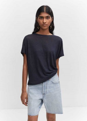 Mango Oversized Linen T-shirt | MNG-25063