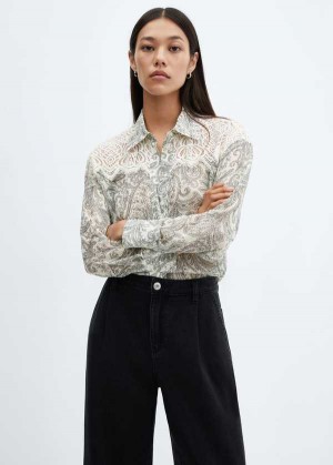 Mango Paisley-print Krajkové-detail Shirt | MNG-25213