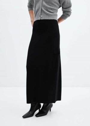 Mango Pletené Skirt With Cargo Pockets | MNG-24056