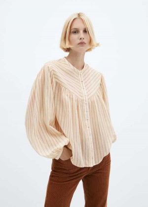 Mango Plisovaný Blouse With Button | MNG-25425