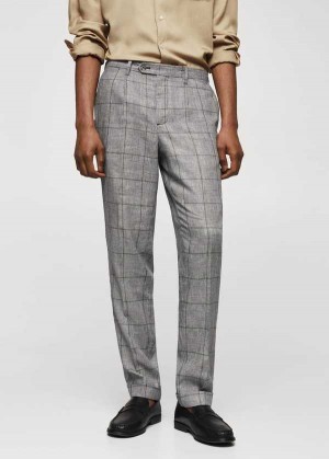 Mango Prince Of Wales Linen-blend Trousers | MNG-22293