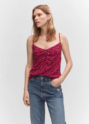 Mango Print Ruched Top | MNG-24753